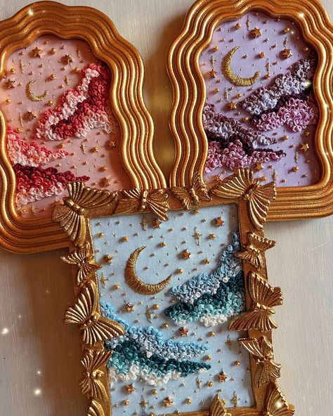 Erin Alyssa • Embroidery Artist + Author (@saltwaterstitches) • Instagram photos and videos Display Embroidery Ideas, Embroidery Display Ideas, Embroidery Inspiration Ideas, Diy Embroidery Gifts, Key Embroidery, Whimsical Embroidery, Beading Art, Photo Embroidery, Embroidered Canvas Art