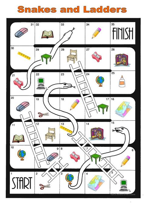 board game school things - English ESL Worksheets for distance learning and physical classrooms Esl Board Games, Speaking Games, Ladders Game, Activities For Students, Esl Games, Printable Board Games, Esl Activities, Snakes And Ladders, Learning English For Kids