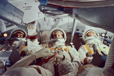 On Jan. 27, 1967, three astronauts were killed when a fire erupted inside the Apollo 1 command module. Gus Grissom, Apollo Space Program, Apollo 1, Nasa Apollo, Apollo Missions, Fire Image, Moon Missions, Nasa Astronauts, Space Race