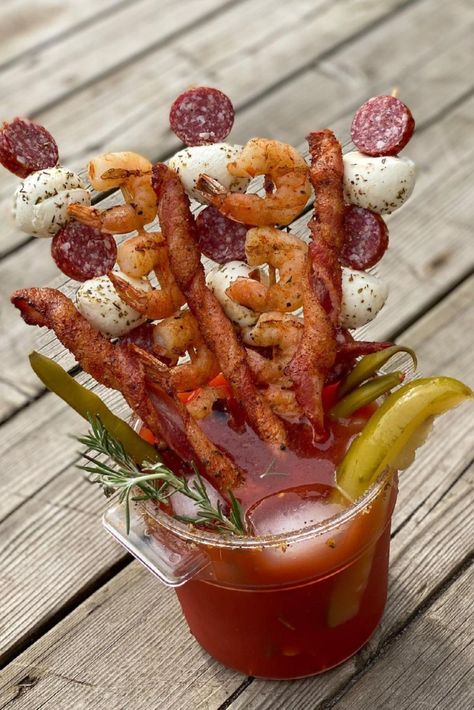 Hail, Caesar! For our non-Canadian followers, this drink is called a Caesar. It looks like a Bloody Mary--but the difference is that Clamato is used instead of tomato juice 🍹 📷 via @maxemum_bbq // #clamato #bloodymary #caesar #drinkservice #seafood #canadian #foodstorage #kitchenstorage Caesar Bar, Caesar Drink, Hail Caesar, Round Food, Tomato Juice, Food Safety, Storage System, Mocktails, Food Storage Containers