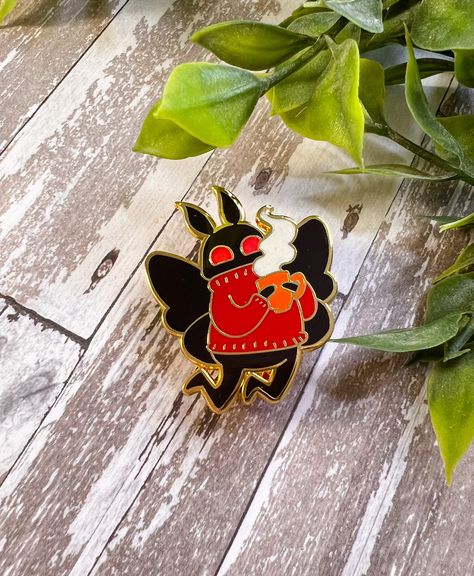 Cozy Mothman Hard Enamel Pin Glow in the Dark Cryptid Gold Plated Badge - Etsy Glassine Paper, Cute Diy Room Decor, Paper Sleeves, Enamel Pin Badge, October 2022, Backing Card, Cool Pins, Hard Enamel Pin, Plastic Waste