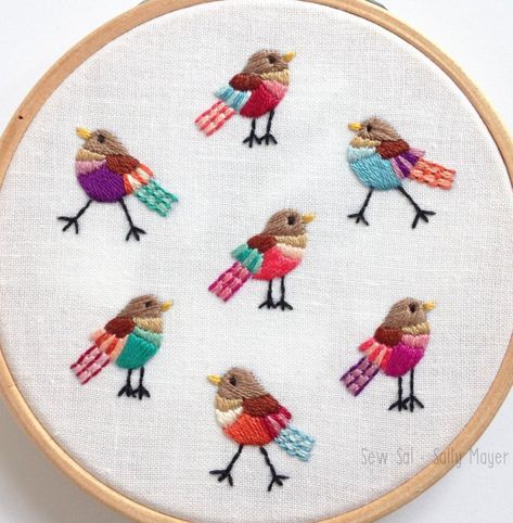 Embroidery Birds Simple, Bird Embroidery Pattern, Embroidery Hoop Wall Art, Handmade Embroidery Designs, Embroidery Alphabet, Diy Embroidery Patterns, Basic Embroidery Stitches, Bird Embroidery, Embroidery Designs Fashion