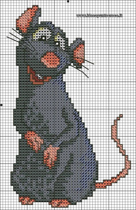 Punto de cruz: Ratatouille Ratatouille Remy, Disney Cross Stitch Patterns, Cross Stitch Kitchen, Disney Cross Stitch, Cross Stitch Baby, Cross Stitch Animals, Cross Stitch Patterns Free, Tapestry Crochet, Free Cross Stitch