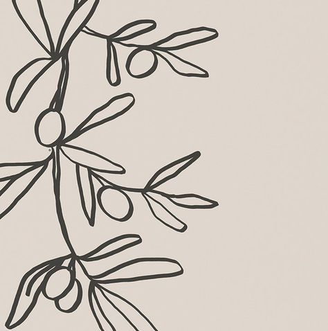 Botanical Line Art, Olive Branch with Fruit, Minimalist Wall Print, Line Drawing Plant, Beige Black Illustration, Modern Kitchen Art Prints Olive Drawing Simple, Olive Line Drawing, Olive Branch Line Art, Olive Branch Drawing, Olive Branch Wallpaper, Fruit Minimalist, Olive Drawing, Line Drawing Plant, Olive Branch Art