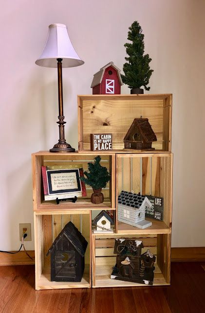 Crate Shelf Ideas, Wood Crate Ideas, Wood Crate Shelves, Wooden Crate Shelves, Crate Shelf, Man Tips, Crate Shelves Diy, Crate Decor, Wooden Crate Boxes