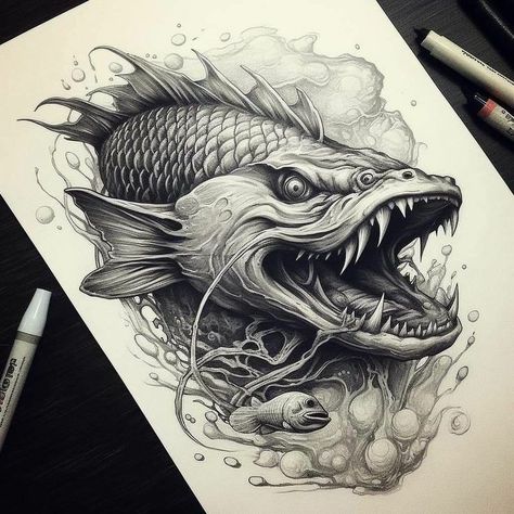 #CoolTattoos #TattooArt #InkMaster #TattooDesigns #InkedUp #TattooLovers #InkInspiration #TattooIdeas #CreativeInk #TattooStyle Dragon Koi Tattoo Design, Fish Tattoo Design, Koi Tattoo Design, Realistic Tattoo Sleeve, Chicano Style Tattoo, Greek Tattoos, 3d Tattoos, Dark Art Tattoo, Art Drawings Sketches Pencil