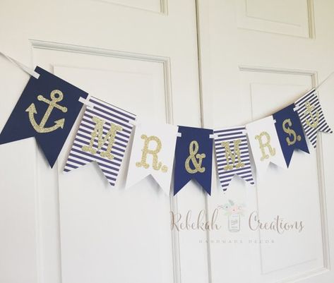 Mr. & Mrs. Nautical Banner, Nautical Wedding Banner, Nautical Bridal Shower Banner, Mr. and Mrs. Ban Nautical Baby Shower Boy, Nautical Banner, Nautical Bridal Showers, Beach Baby Showers, Ahoy Its A Boy, Its A Boy Banner, Bridal Shower Banner, Baby Shower Sign, Nautical Baby Shower