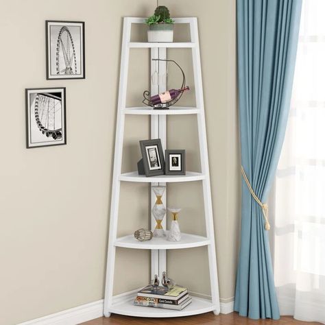 Trent Austin Design® Inglesbatch Corner Bookcase & Reviews - Wayfair Canada Tall Corner Shelf, Corner Ladder Shelf, Tiered Display Shelves, Corner Shelving Unit, Corner Storage Shelves, Accent Shelf, Corner Bookshelf, Corner Bookshelves, Small Bookshelf