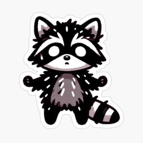 Get my art printed on awesome products. Support me at Redbubble #RBandME: https://www.redbubble.com/i/sticker/Chaotic-cute-raccoon-by-DEVINE-PIXELZ/164327855.EJUG5?asc=u Raccoon Sticker, Cute Raccoon, Cute Drawings, Doodles, Tattoos, Art Prints, Drawings, Animals, Gifts