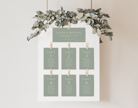 Olive Green Wedding Decor Ideas, Sage Green Seating Chart, Green Seating Chart, Sage Green Wedding Table, Green Wedding Table, Sage Green Wedding Theme, Seating Chart Cards, Taupe Wedding, Olive Green Weddings