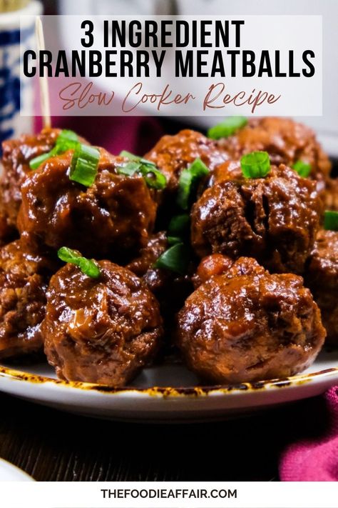 meatballs coated in a cranberry and bbq sauce on a serving dish. Meatball Appetizer Crockpot, Cranberry Sauce Meatballs, Crockpot Meatballs, Cranberry Meatballs, Simple Appetizer, Slow Cooker Dinner Recipes, Low Carb Meatballs, Appetizer Meatballs, Crock Pot Meatballs