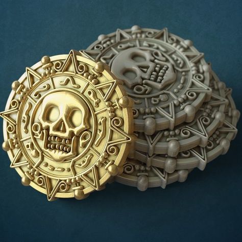 Pirate Coins, Lighthouse Tattoo, Aztec Gold, Gold Medallion, 3d Printable, Pirates Of The Caribbean, Coin Pendant, The Caribbean, Small Tattoos