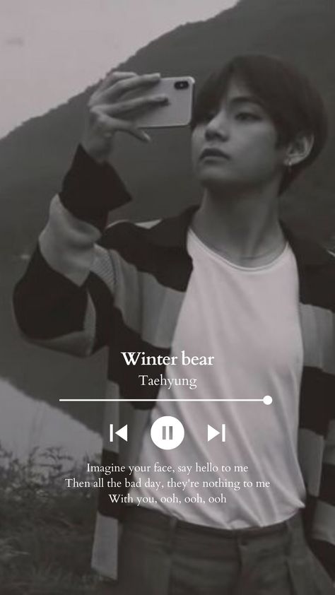 Winter Bear Lyrics Wallpaper, Winter Bear Lyrics, Winter Bear Wallpaper, Songs Background, Popular Korean Drama, Bear Songs, Bts Songs, Winter Bear, Taehyung Wallpaper