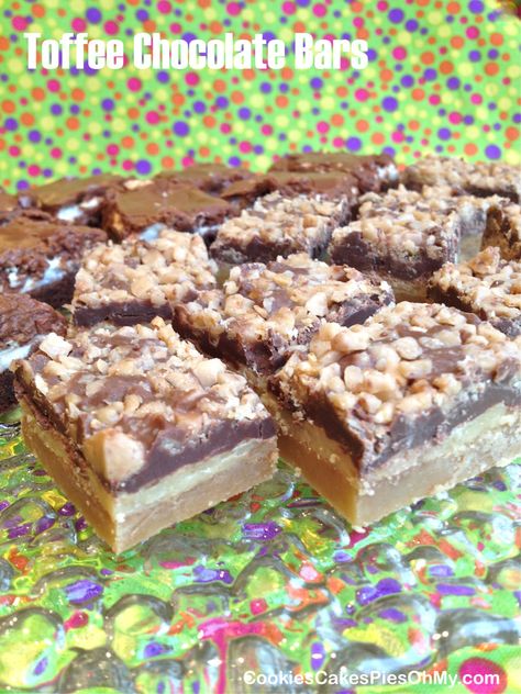 Toffee Chocolate Bars Toffee Chocolate Bars, Toffee Bits Recipe, Toffee Popcorn Recipe, Chocolate Dessert Bar, Chocolate Toffee Bars, Graham Cracker Toffee, Salted Caramel Bars, Fudge Dessert, Toffee Crunch