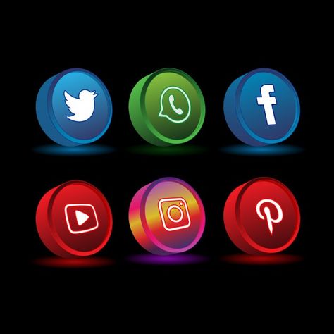 Social media 3d color Premium Vector | Premium Vector #Freepik #vector #facebook #button #instagram #3d Social Network Icons, Whatsapp Logo, Network Icon, 3d Color, First Youtube Video Ideas, Social Media Buttons, Background Images For Quotes, Doodle On Photo, Iphone Background Images