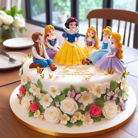 Diy Disney Princess Cake, Princess Theme Cake, Disney Princess Birthday Cakes, Different Kinds Of Cakes, Disney Princess Cake, Princess Birthday Cake, Food Art For Kids, Funny Birthday Cakes, Disney Princess Birthday