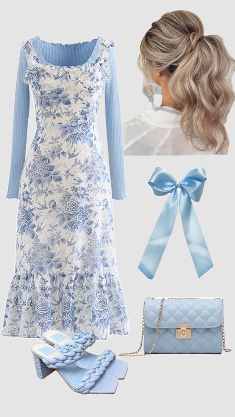 #blueaesthetic #bluedress #churchoutfit #modestsummeroutfit #dressy #outfitinspo #modestfashion #christiangirl #christiangirlaesthetic #summerfit #churchgirl #coastalgranddaughteraesthetic #coastalgrandaughter Summer Outfits Christian, Modest Summer Outfits Christian, Fall Outfit Trends, Modest Girly Outfits, Modest Outfit Ideas, Modesty Outfits, Modest Summer, Cute Modest Outfits, Modest Summer Outfits