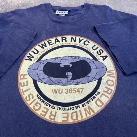 Vintage Vintage Wu Tang Clan Wu Wear Logo T-Shirt hip hop odb | Grailed Wu Wear 90s, Hip Hop Graphics, Wu Tang T Shirt, Wu Tang Clan Logo, Wu Wear, Hip Hop Tee, Vintage Hip Hop, Wu Tang Clan, Wu Tang