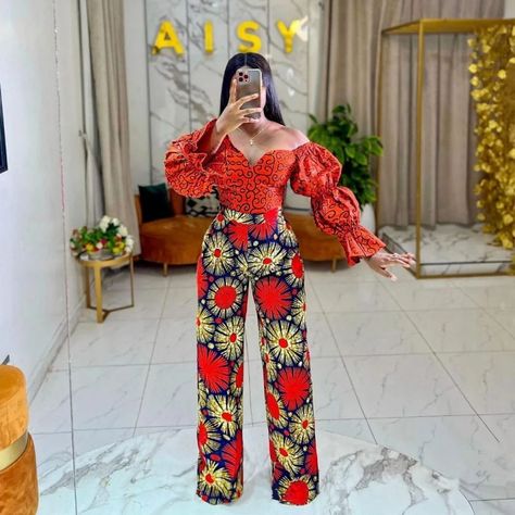 Ankara Trouser and Top Style Mixed Ankara Styles For Women, Ankara Jumpsuit For Ladies, Two Piece Ankara Styles, Ankara Shirt And Trouser For Women, Ankara Jumpsuit Outfit, Ankara Trouser And Top Styles, Ankara Trouser And Top, Latest Ankara Jumpsuit Styles, Ankara Jumpsuits For Women