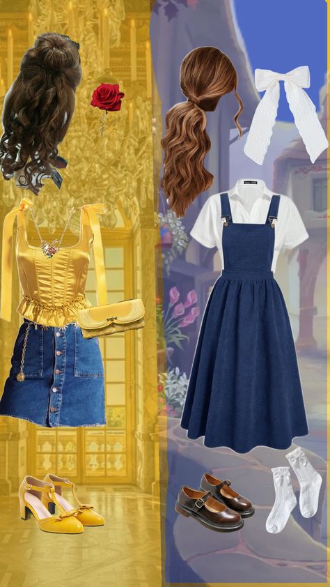 outfit for #belle #disney #viral #blowup #fyp #fy Princess Bounding Inspired Outfits, Belle Costumes Women, Simple Disney Costumes For Women, Belle Inspired Outfits Casual, Disney Bound Princess Outfits, Beauty And The Beast Inspired Outfits, Beauty And The Beast Outfit Ideas, Disney Dress Up Ideas, Modern Belle Costume