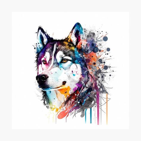 Husky Watercolor, Husky Tattoo, Husky Art, Watercolour Portrait, Dog Painting, Portrait Design, Owl Tattoo, Watercolor Dog, Pet Stuff