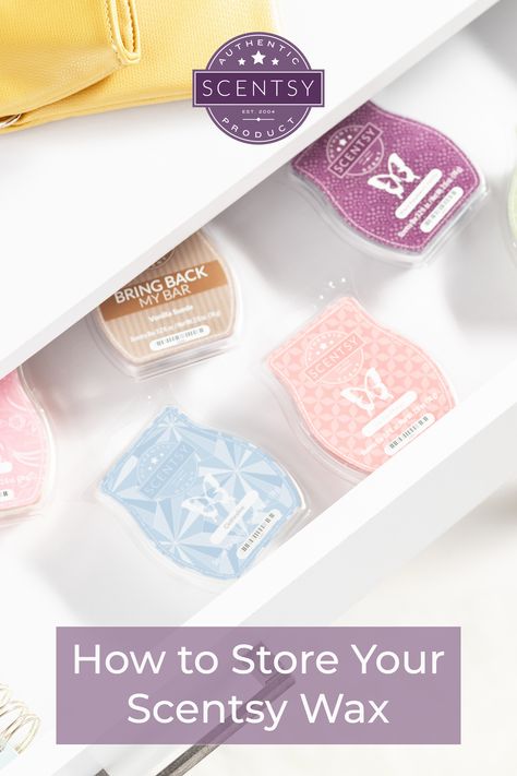 What can we say? We’re enablers! We love Scentsy fragrances as much as you do. And whether you have just one Scentsy Bar or 100 in your house right now, how you store them matters. We want to help make sure each and every one of your Scentsy Wax Bars warms beautifully. The way you store your bars can affect a fragrance’s character, duration and performance. Here are a few dos and don’ts on how to properly store your bars to maximize their shelf life. Scentsy Wax Bar Storage Ideas, Scentsy Wax Storage Ideas, Scentsy Organization Ideas, Scentsy Storage Ideas, Wax Melt Storage Ideas, Scentsy Storage, Scentsy Organization, Diy Scentsy, Scentsy Office