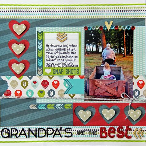 Grandpa's are the Best! Scrapbook Grandparents, Ancestry Scrapbooking Layouts, Scrapbook Gift Ideas, Gift Ideas For Grandparents, Birthday Scrapbook Pages, Premade Scrapbook Layouts, Boy Scrapbook Layouts, Christmas Scrapbook Pages, Heritage Scrapbooking