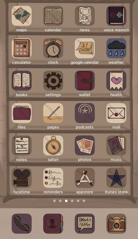 Pretty App Icons Aesthetic, App Icons Vintage Aesthetic, Iphone Screen Ideas Aesthetic, Goodnotes App Icon Aesthetic, Message App Icon Aesthetic, App Icons Dark Academia, Vintage App Icons Aesthetic, Dark Academia Icons For Apps, Apps Icon Aesthetic