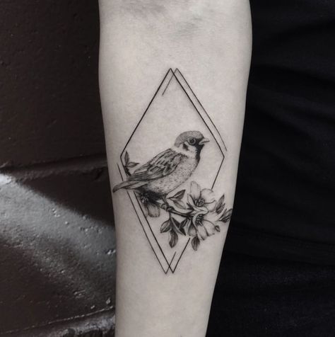 Song Bird Tattoo, Tattoos For Women Arm, Sparrow Tattoos, Songbird Tattoo, Sparrow Tattoo Design, Minimalist Tattoo Meaning, Vogel Tattoo, Paris Tattoo, Typography Tattoo