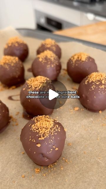 Philip Zecevic on Instagram: "5 ingredient chocolate covered date balls. An easy and healthy sweet treat, so simple yet so delicious!
 
- 1 cup medjool dates
- 1/2 cup almonds
- 1/4 cup coconut flakes
- pinch of salt
- 1 chocolate bar, melted
 
Soak the dates in warm water for up to 30 mins to soften, then drain the liquid completely before use.
 
In a food processor, blend almonds and coconut flakes till fine. Add in the soaked dates, salt, and blend till combined scraping down the sides as needed.
 
Once you have formed your mixture, roll them into equal sized balls using your hands. You should get around 10-12.
 
Coat each ball in melted chocolate and carefully place them apart on a baking sheet.
 
Top with crushed biscoff biscuits and leave to set in the fridge for 2 hours. Enjoy!
 
#h Date Chocolate Balls, Date Balls Healthy, Date Balls, Dessert Truffles, Biscoff Biscuits, Lamb Leg, Raw Bars, Healthy Sweet Treats, Medjool Dates