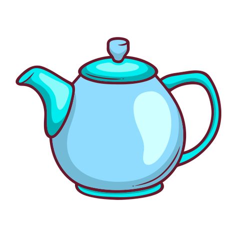 Tea Pot Illustration, Teapot Clipart, Restaurant Stickers, Pot Drawing, Teapot Art, Tea Pots Art, Kitchen Icon, Learning Phonics, Animated Pictures