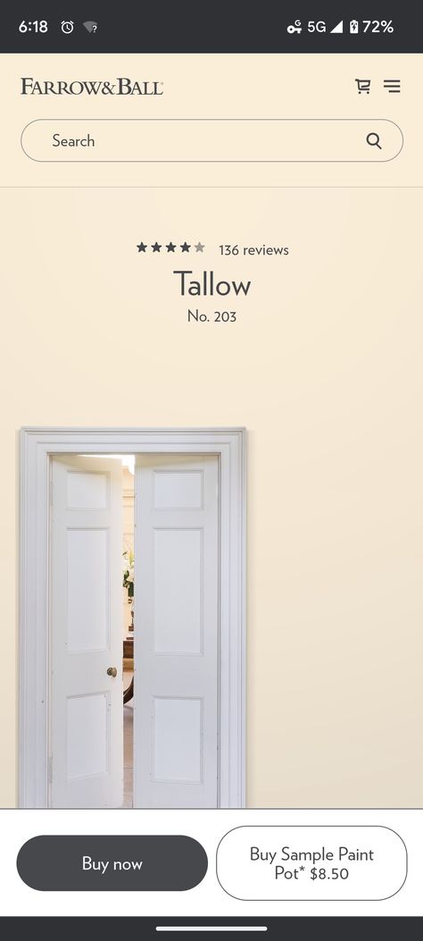 Farrow And Ball Tallow, Tallow Farrow And Ball, Farrow And Ball Paint, Farrow And Ball, Redecorate Bedroom, Paint Colours, Bed 2, Farrow Ball, Bedroom Interior