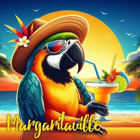 Funny Parrot Pictures, Caribbean Decor Tropical Style, Tiki Bars, Parrot Tattoo, Jimmy Buffett Margaritaville, Parrot Drawing, Owl Clip Art, Summertime Crafts, Parrot Head