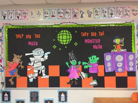 Monster Mash, Halloween Bulletin Board Diy Bulletin Board Ideas, Easy Bulletin Board Ideas, Monster Bulletin Boards, October Bulletin Board Ideas, Easy Bulletin Board, Halloween Door Decorations Classroom, October Bulletin Board, Easy Bulletin Boards, Halloween Classroom Door