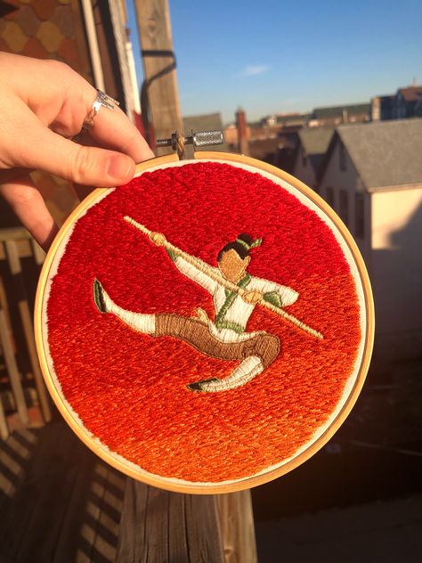 Simple Disney Embroidery, Aang Embroidery, Disney World Embroidery, Film Embroidery, Snow White Embroidery, Mulan Embroidery, Tangled Embroidery Disney, Embroidery Disney, Crafting Hobbies