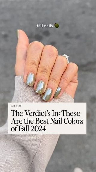 The Everygirl® on Instagram: "We'll take a martini with these olive green nails. 🫒 Tap the link in our bio for our favorite trending fall nail colors to wear this season. #fallnails
⁠
video credit: @dlrmk" Trendy Fall Nails Olive Green, Olive Colored Nails, Olive Martini Nails, Nail Color With Green Dress, Olive Nail Color, Dirty Martini Nails, Green Olive Nails, Fall Nails Green, Martini Nails