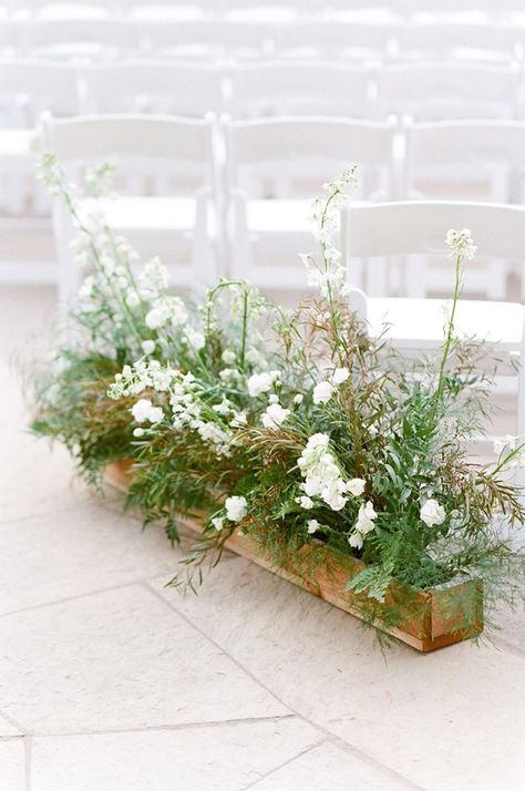 Rustic Flower Box Aisle Decor Modern Wedding Reception, Large Floral Arrangements, Aisle Flowers, Wedding Altars, Wedding Ceremony Flowers, Organic Wedding, Ceremony Inspiration, Rustic Flowers, Ceremony Flowers