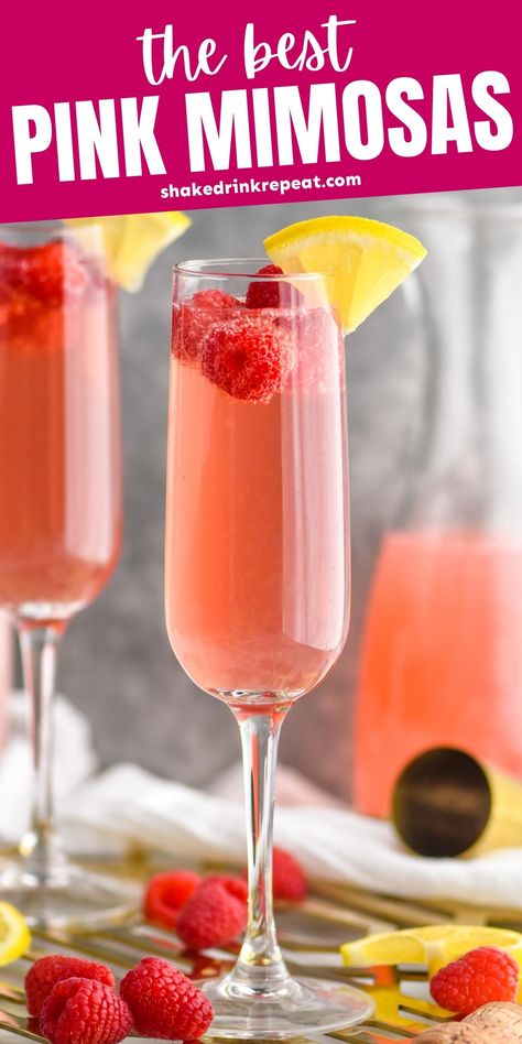 Pink Mimosa Recipe, Pink Mimosas, Mimosa Recipe Champagne, Best Mimosa Recipe, Shake Drink, Pink Mimosa, Breakfast Cocktails, Citrus Vodka, Mimosa Recipe