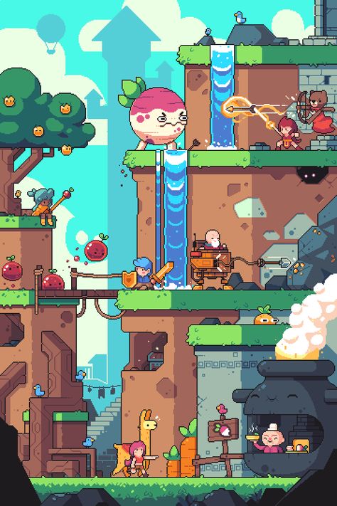 2d Game Character Design Concept, Pixel Platformer, Image Pixel Art, Pixel Art Landscape, Piskel Art, Pixel Art Background, Pixel Characters, Pixel Art Tutorial, Pixel Animation