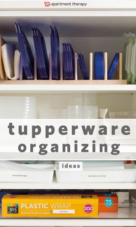 7 Clever Ways to Organize Tupperware and Food Storage Containers | Does it feel like no matter how much you stack those lids up, they never quite stay put? Good news: there are plenty of easy ways to keep your food storage containers from ruining your entire kitchen organization system. For your cleaning inspiration, here are seven ways to get those lids under control. Organize Tupperware, Remodel Pantry, Diy Food Storage, Food Storage Rooms, Tupperware Organizing, Tupperware Storage, Pantry Food, Cleaning Inspiration, Organizing Hacks