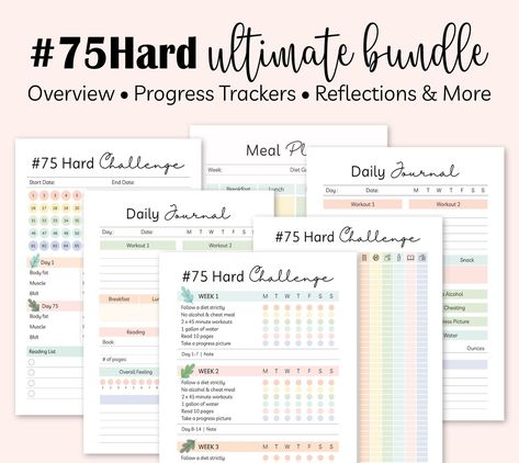 75 Day Hard Challenge, 75 Soft Challenge, 75 Hard Challenge, Soft Challenge, Hard Challenge, Fitness Tracker Printable, 75 Soft, 75 Hard, Tracker Free