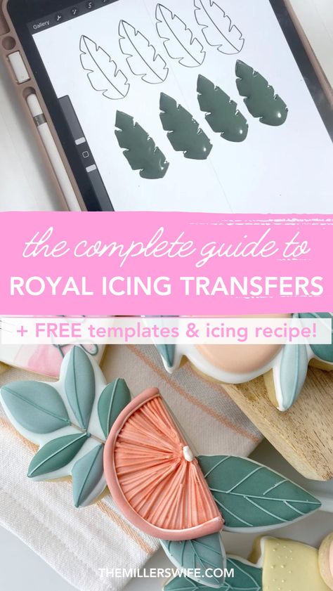 Are you a fan of decorated sugar cookies and eager to improve your royal icing skills? My complete royal icing transfer guide is here to help! It features a royal icing recipe and FREE royal icing transfer printable templates. Click for the full decorate cookie guide. sugar cookies royal icing, royal icing transfer tutorial Icing Cookies Tutorial, Cookie Guide, Sugar Cookie Recipe With Royal Icing, Sugar Cookies Royal Icing, Royal Icing Piping, Royal Icing Templates, Royal Icing Cakes, Icing Transfers, Flower Sugar Cookies