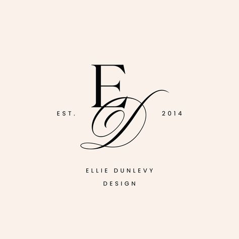 Elegant, Feminine Branding for Ellie Dunlevy Design. #visualidentity #logodesign #branding #femininebranding #brandstylist Elegant Logo Inspiration, Feminine Graphic Design, Geometric Outline, Stylist Branding, Feminine Branding Logo, Classy Logo, Fashion Brand Logo, Gold Template, Classy Logos