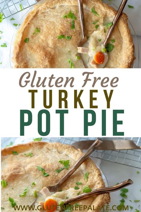 An easy to make Gluten-Free Turkey Pot Pie made from scratch. Gluten Free Turkey Pot Pie, Using Leftover Turkey, Pot Pie Recipe Easy, Turkey Gravy From Drippings, Turkey Pot Pie Recipe, Gluten Free Turkey, Turkey Pot, Gluten Free Crust, Turkey Pot Pie