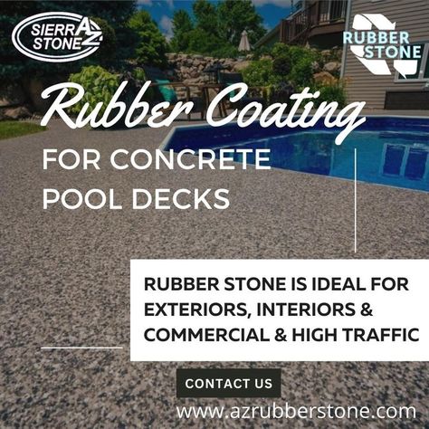 AZ Rubber Stone is the Best Choice for Rubber Pool Deck Resurfacing and Coating. Installing Rubber Coating for Concrete Pool Decks to Cover Ugly Surfaces. Pool Deck Resurfacing, Deck Resurfacing, Pool Decking, Porch Interior, Asphalt Driveway, Pool Steps, Concrete Stairs, Concrete Pool, Entrance Ways