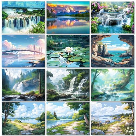 SDOYUNO Acrylic Painting By Numbers Mountain Stream Scenery DIY Frame Pictures Paint By Number On Canvas Diy, Diy Picture Frames, Mountain Stream, Diy Frame, Diy Canvas, Paint By Number, Home Decoration, Home Diy, Acrylic Painting