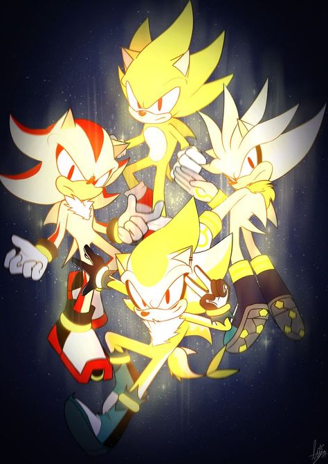 sonic shadow silver felix Super Shadow, Sonic Shadow, Super Sonic, Paint Tool Sai, Hedgehog Art, Sonic And Shadow, Sonic Fan Art, Shadow The Hedgehog, Video Game Characters