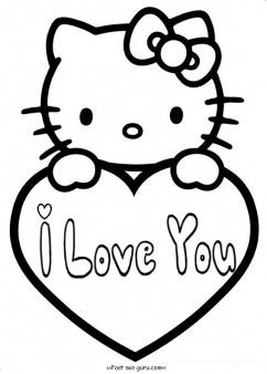 Free printable #hello #kitty #valentines day #coloring pages for kids.free print out online #activities #worksheet hello kitty  valentines day coloring pages for kids.Printable valentines day card i love you Hello Kitty Valentines Day, Printable Hello Kitty, Valentines Day Coloring Pages, Hello Kitty Valentines, Hello Kitty Book, Kids Printable Coloring Pages, Happy Birthday Coloring Pages, Valentines Day Drawing, Hello Kitty Colouring Pages