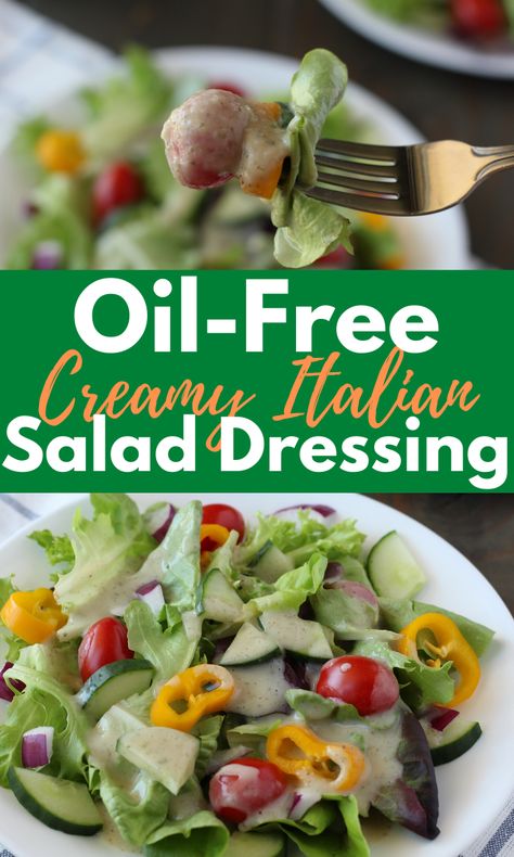 Quick, easy and delicious vegan Oil-Free Salad Dressing your whole family will love.  This recipe uses a few pantry staples for a budget-friendly, whole food salad dressing. Creamy Italian Salad Dressing, Plant Based Salad Dressing, Vegan Salad Dressing Recipes, Oil Free Salad Dressing, Easy Dinners For Two, Vegan Salad Dressing, Whole Foods Vegan, Food Salad, Italian Salad Dressing