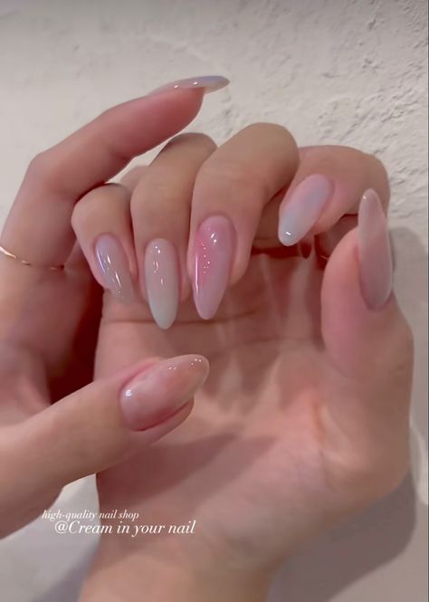 Korean Nail Designs, Rosy Nails, Coquette Nails, Korean Nail, Korean Nail Art, Hello Nails, Casual Nails, Blush Nails, Pretty Gel Nails